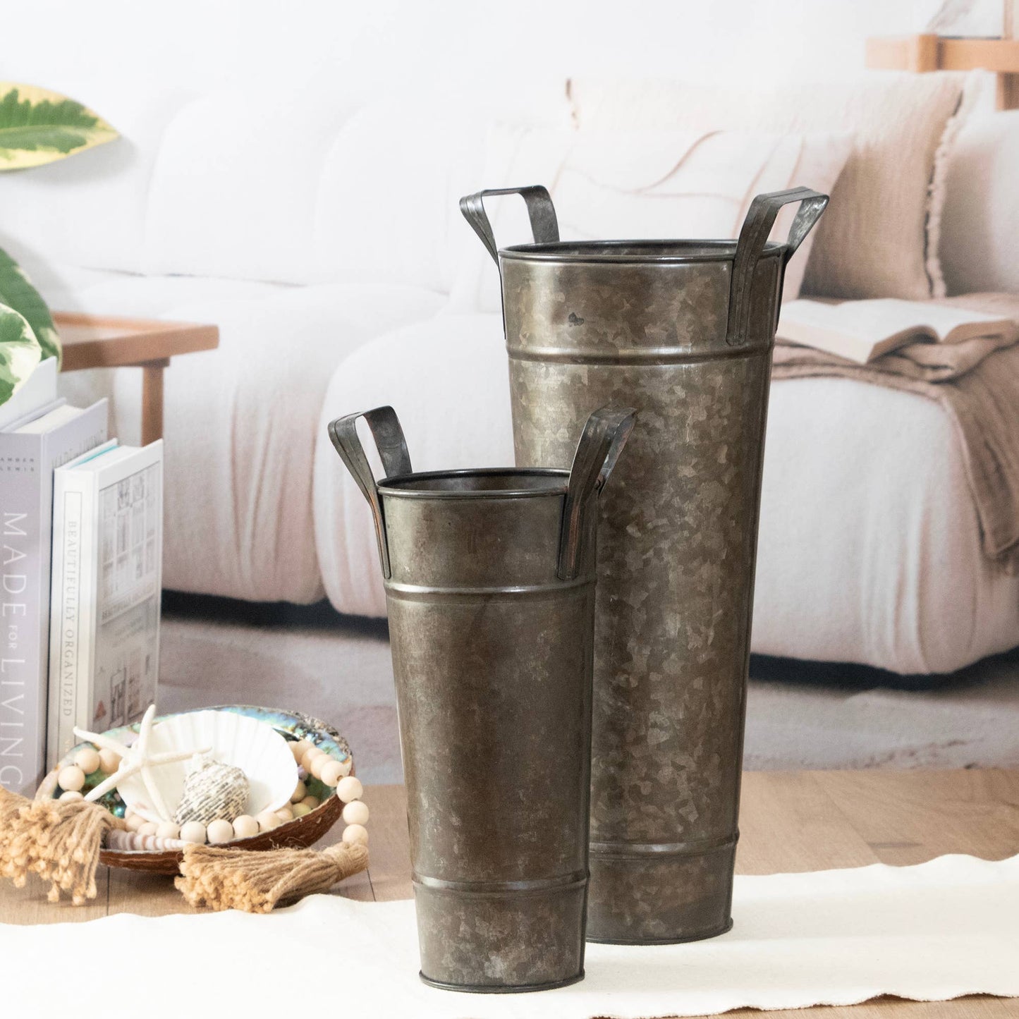 Galvanized Vase Buckets Set of 2