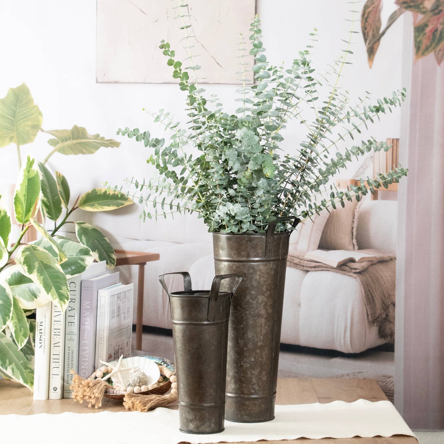 Galvanized Vase Buckets Set of 2