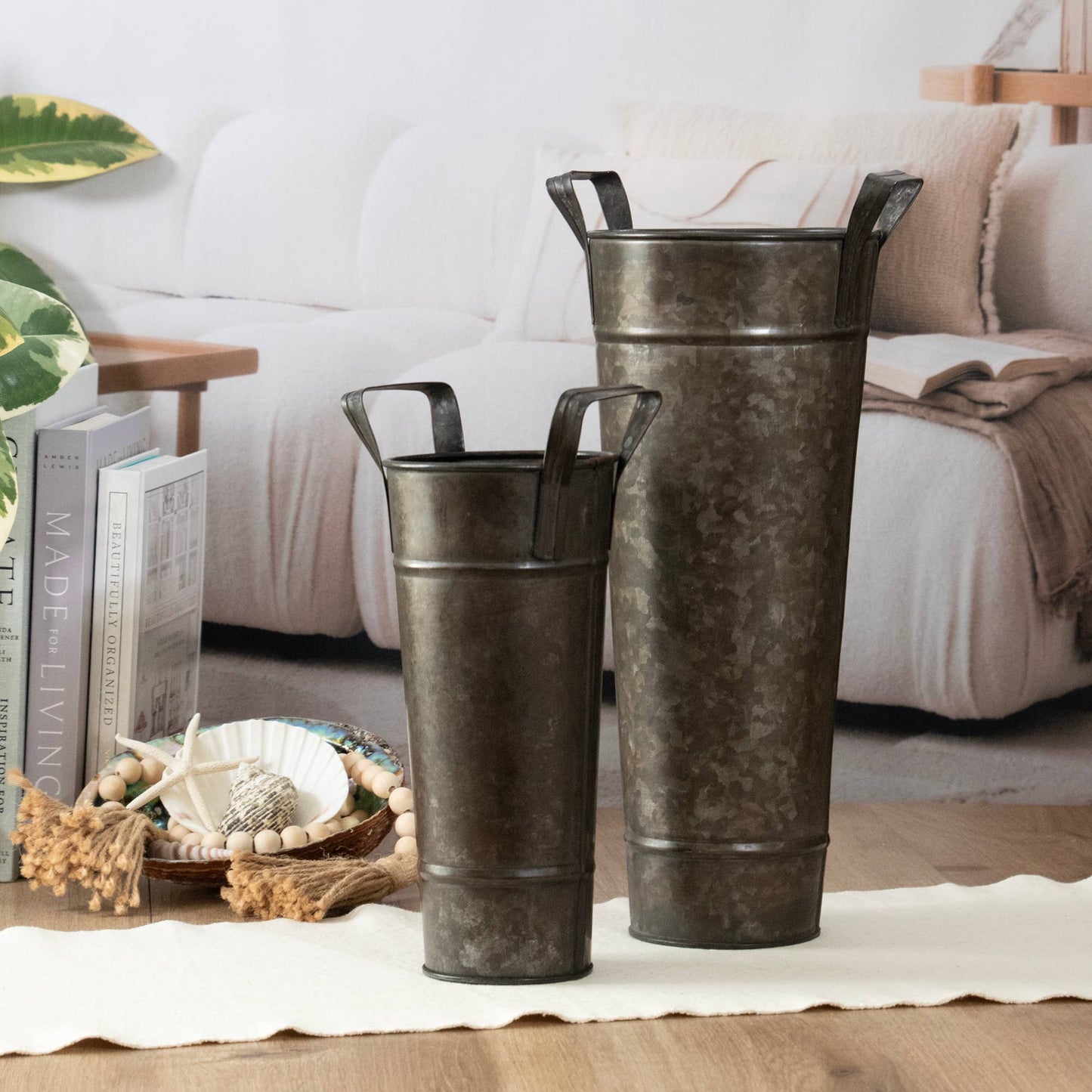 Galvanized Vase Buckets Set of 2