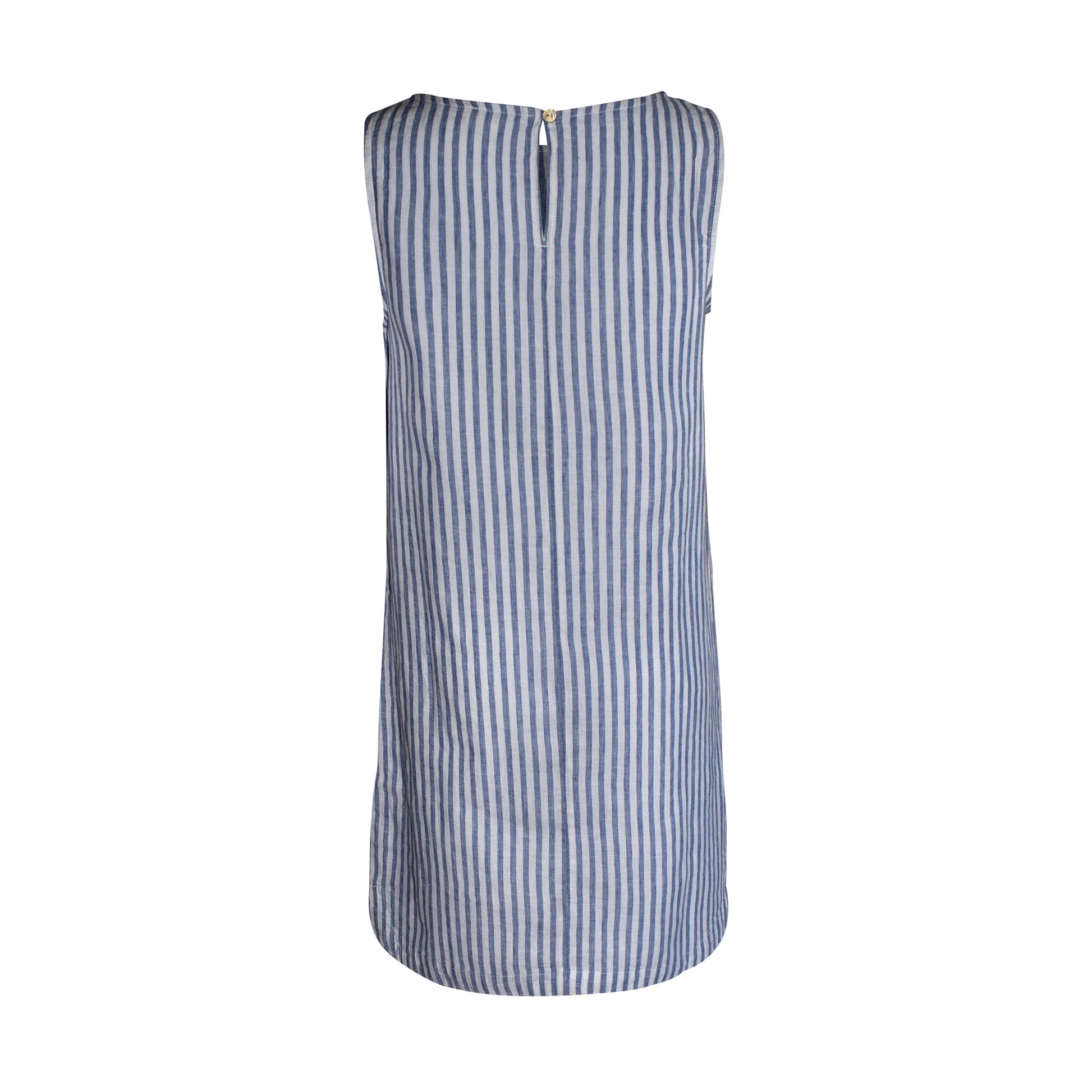 Linen Striped Sleeveless Dress | Summer Dress | Black White Gray